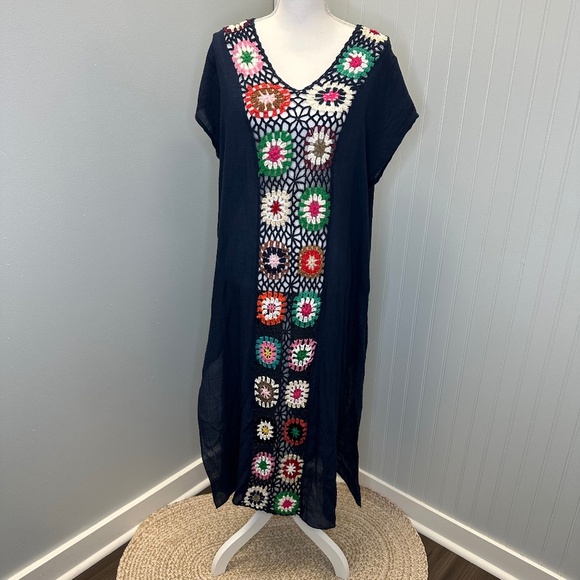 Colorful Semi Sheer Crochet Embroidered Beach Cover up size:OS - Picture 1 of 8